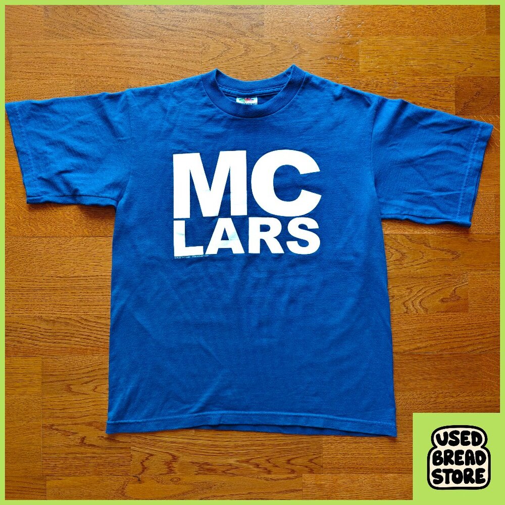 Vintage 2006 MC LARS Post Punk Laptop Rap Tshirt Blue Nerdcore Hip Hop Y2K